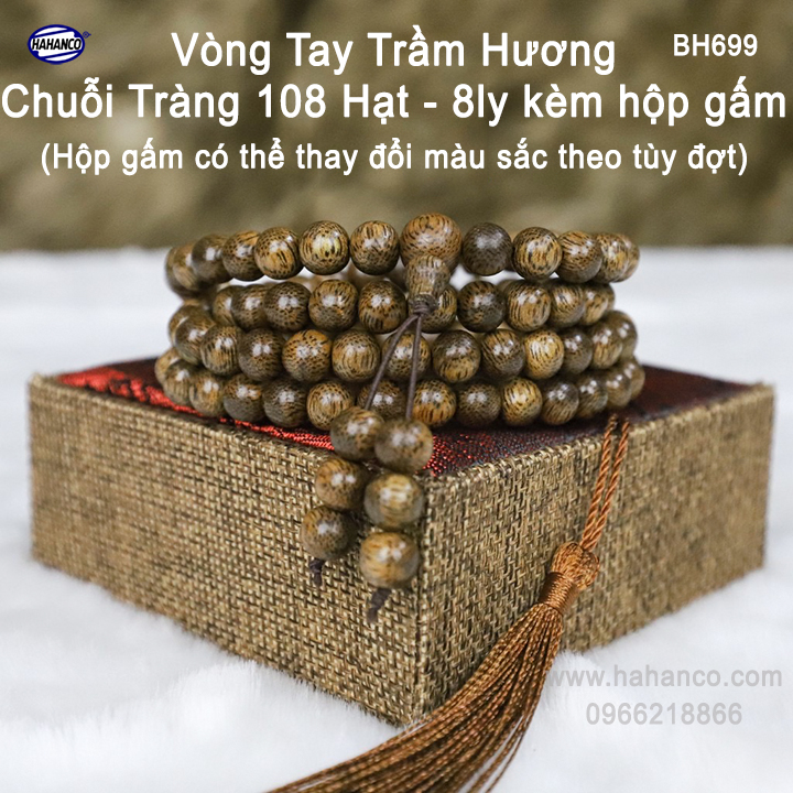 Vòng tay trầm hương chuỗi tràng 108 hạt - trầm tốc việt - an yên - thịnh vượng - bh699
