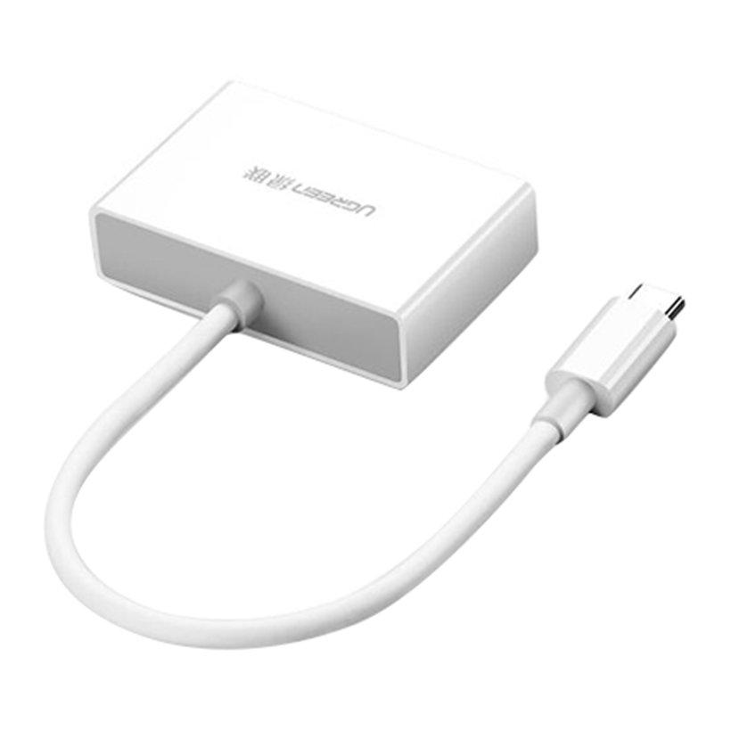 Cáp Chuyển USB Type C sang HDMI và VGA Ugreen 30843 (Trắng) Chính Hãng