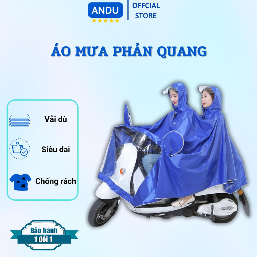 Áo Mưa 1 Đầu Và 2 Đầu Phản Quang Có Kính Che Mặt Chất Liệu Vải Dù Chống Rách Siêu Dai Siêu Bền Dễ Vệ Sinh