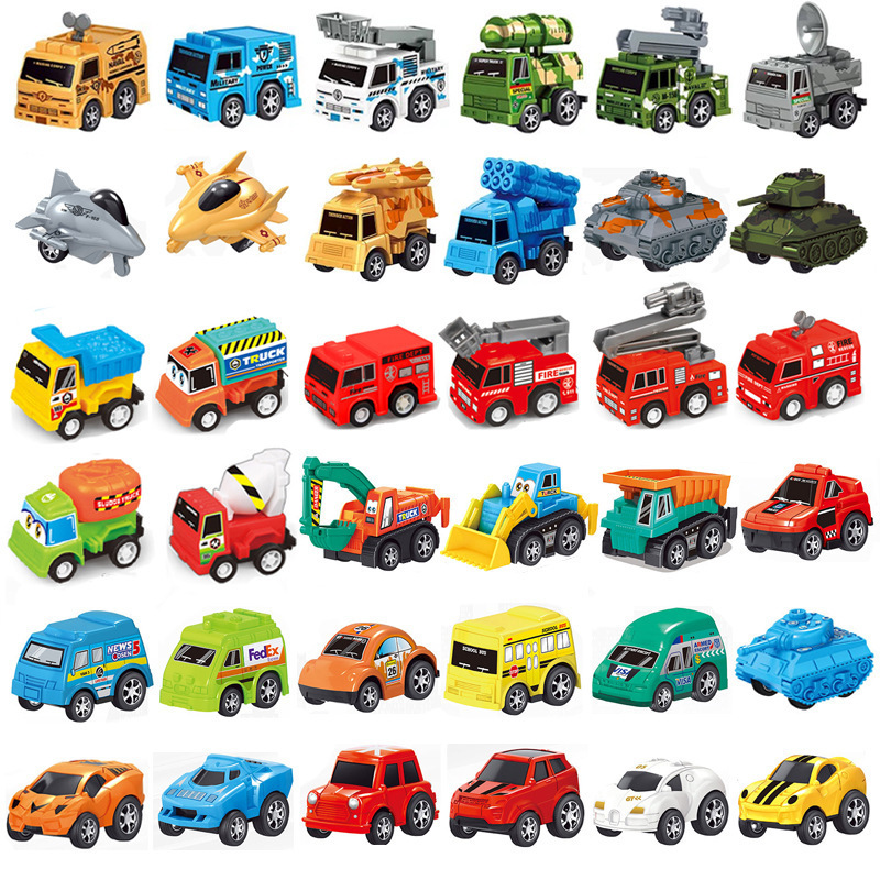 Set xe ô tô đồ chơi mini cho bé trai có dây cót chạy nhỏ nhắn xinh xắn tổng hợp rất nhiều loại xe khác nhau