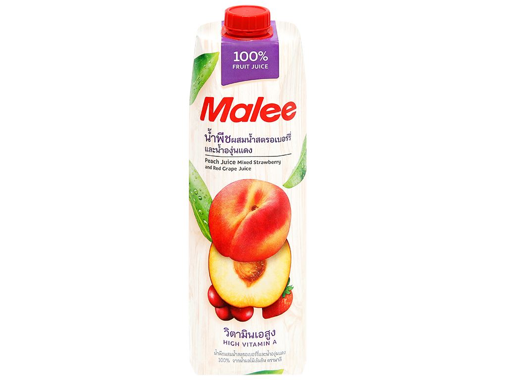 Hộp 1 Lít NƯỚC ÉP ĐÀO VÀ TRÁI CÂY HỖN HỢP Thailand MALEE Peach Juice Mixed