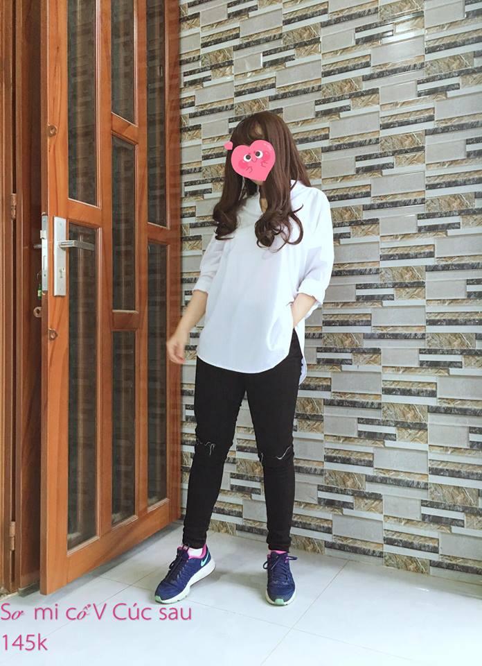 Áo Sơ Mi cổ V phối cúc sau