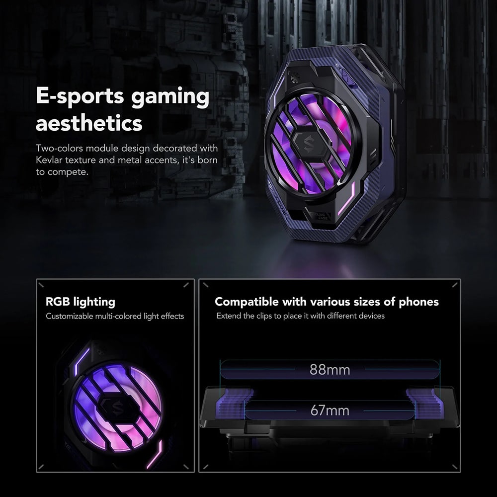 [Chính Hãng] Quạt Tản Nhiệt Điện Thoại Black Shark FunCooler 3 Pro (Giảm nhiệt tới 30℃ • Ánh sáng RGB)