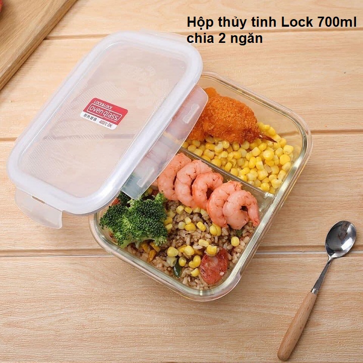 [HCM]hộp cơm thủy tinh lock&lock - hộp cơm thủy tinh lock&lock 2 ngăn
