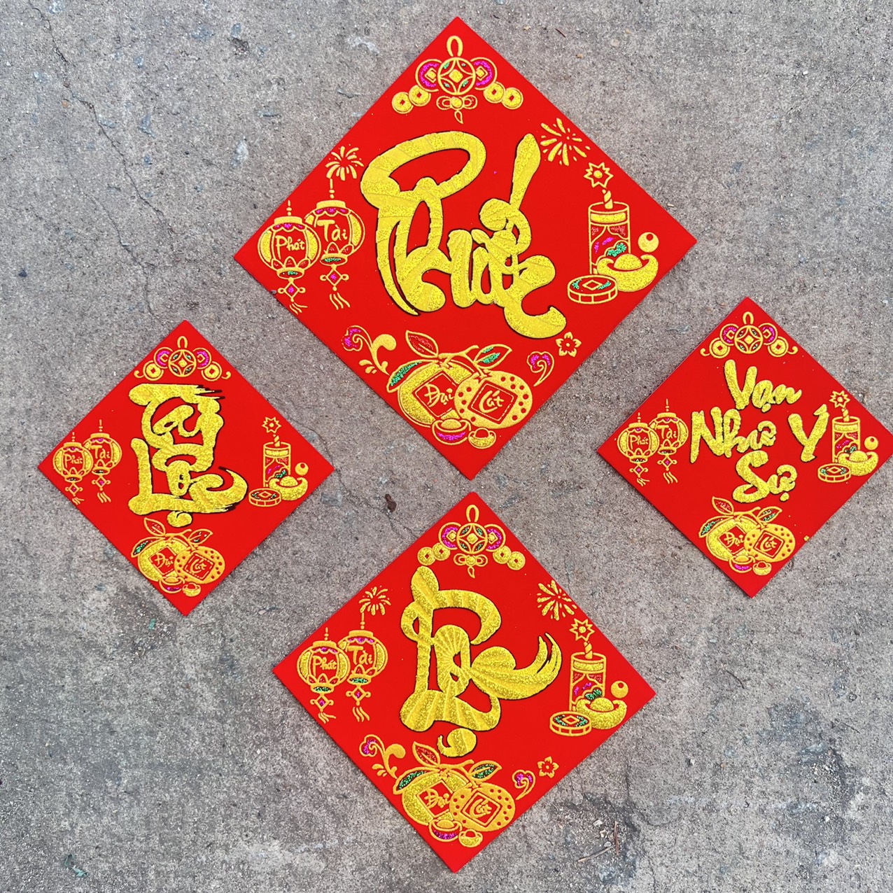 Decal Mặt Nhung Dán Dưa Bưởi Ngày Tết
