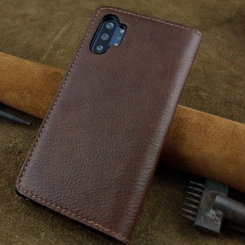 Bao Da Samsung Note 10 Plus Handmade Cổ Điển Da Bò Thật