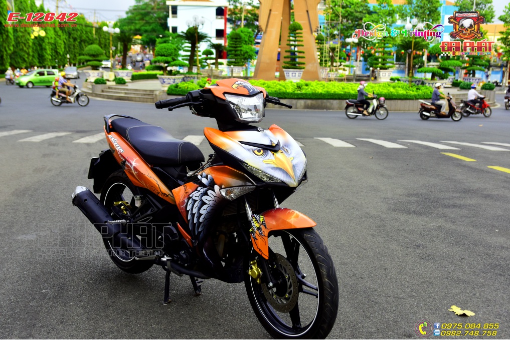 Tem Trùm Xe Exciter 150 Đại Bàng Cam Đen
