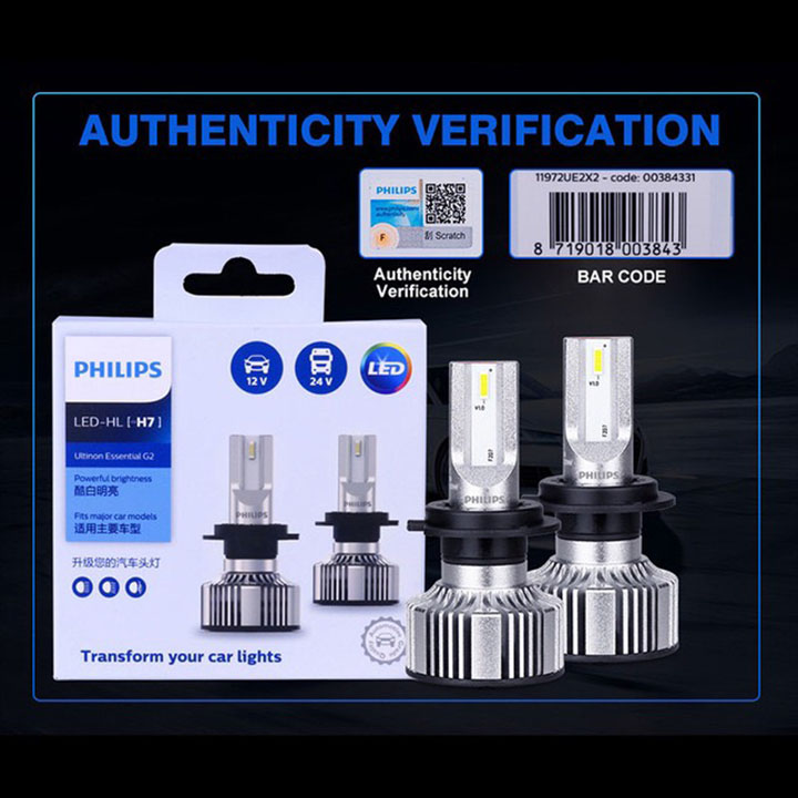 Đèn pha LED H7 Philips Ultinon Essential Gen 2 Siêu Sáng