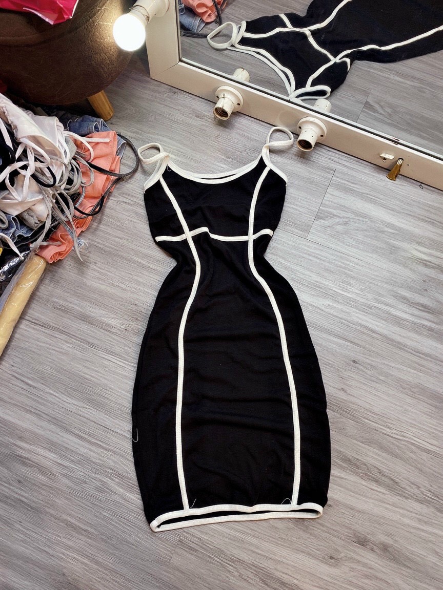 ĐẦM 2 DÂY BODY THUN LỤA ĐUÔI CÁ  NHÚN VIỀN