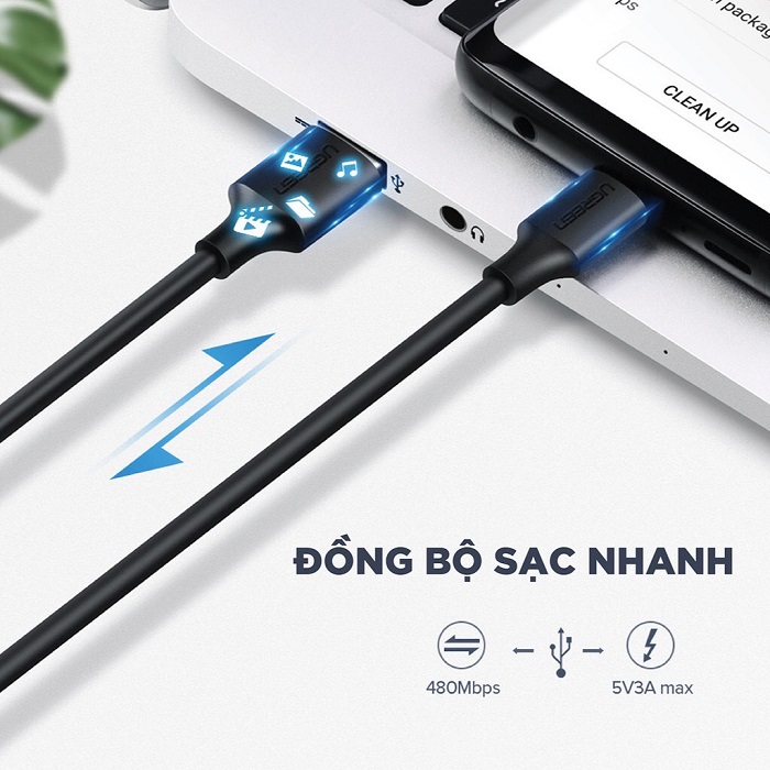 Cáp sạc USB 2.0 A sang USB C Ugreen US287 | Sạc nhanh cho Samsung S21 Xiaomi 11 Pro | Tốc độ truyền 480Mbps | Bảo Hành 1 đổi 1 18 Tháng | 60225 60114 60115 60116 60117 60118 60826 60119 60120 60121 60123