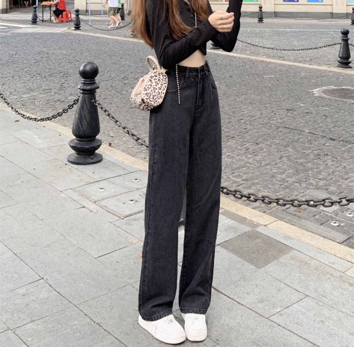 Quần Jean Nữ Baggy Ống Suông Ống Rộng Hàn Quốc
