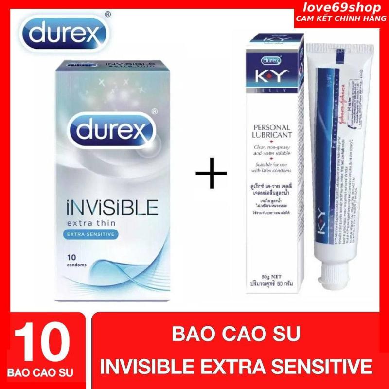 Bao Cao Su Siêu Mỏng Durex Invisible 12 Condoms + Tặng Gel Bôi Trơn KY