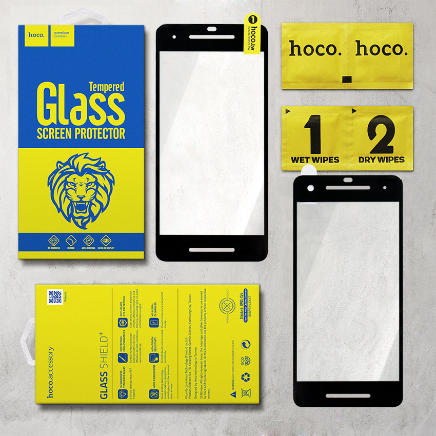 Miếng dán cường lực cho Google Pixel 2 Full viền hiệu Hoco (Đen)