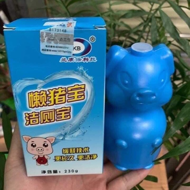 Cốc thả bồn cầu nước xanh hình heo 230gam