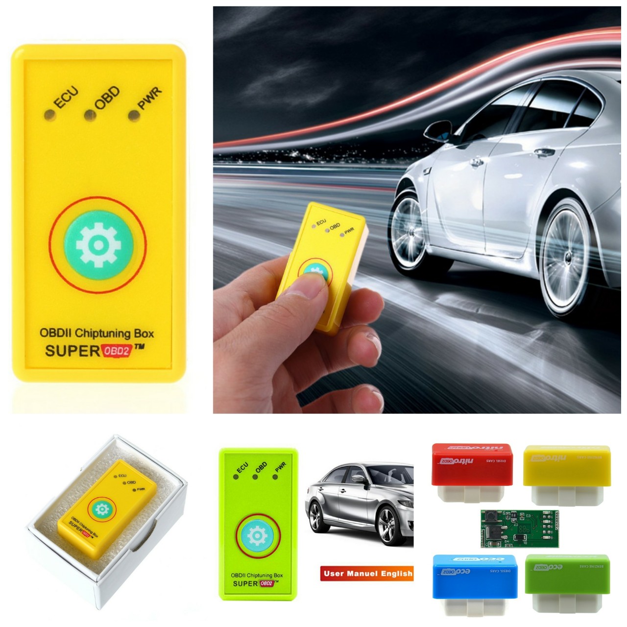 Bộ thiết bị điều chỉnh tiết kiệm nhiên liệu xe hơi ô tô OBDII Super Nitro Eco ECU mẫu mới loại tốt