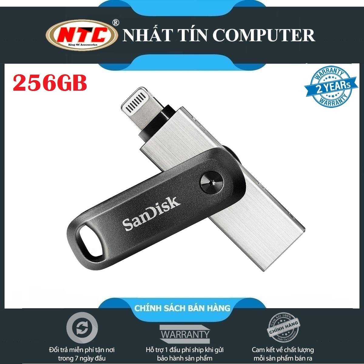 USB OTG SanDisk iXpand Go 256GB 3.0 dành cho iphone 14 prm trở xuống (Bạc) Nhất Tín Computer