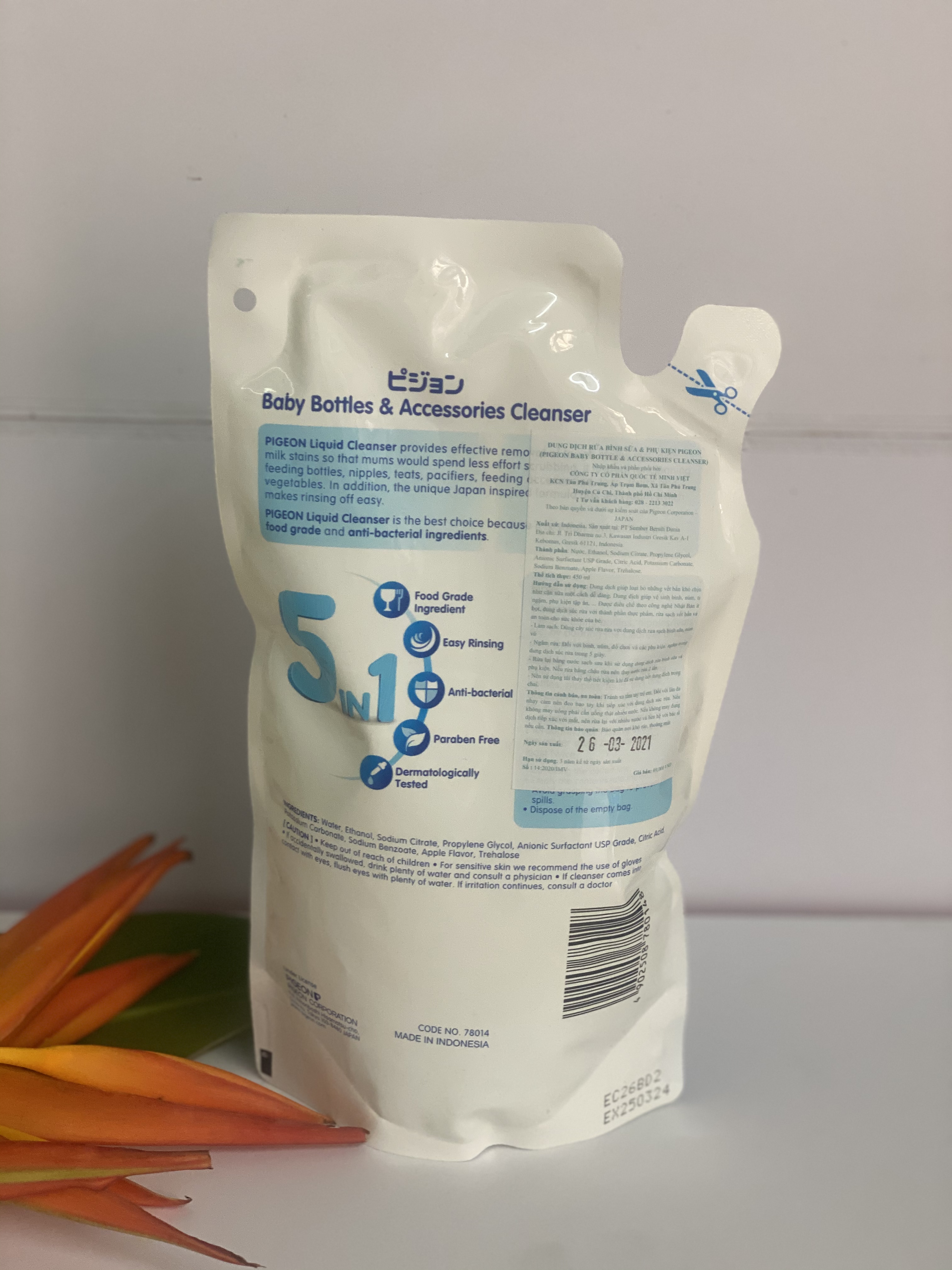 Nước rửa bình sữa Pigeon 200ml, 400ml, 450ml, 700ml [hàng chính hãng]