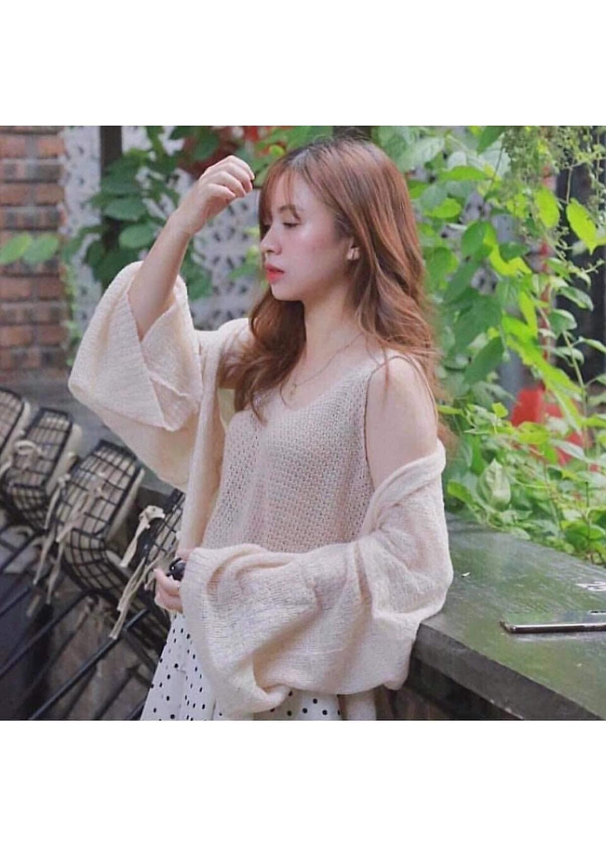 Áo carddigan len lưới mỏng phong cách Hàn Quốc