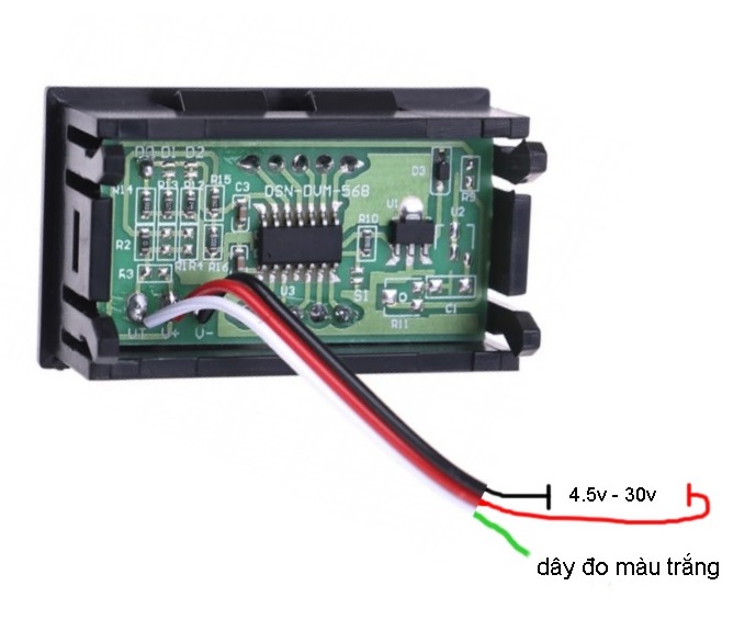 Đồng hồ đo volt DC Led 7 đoạn 0.56"