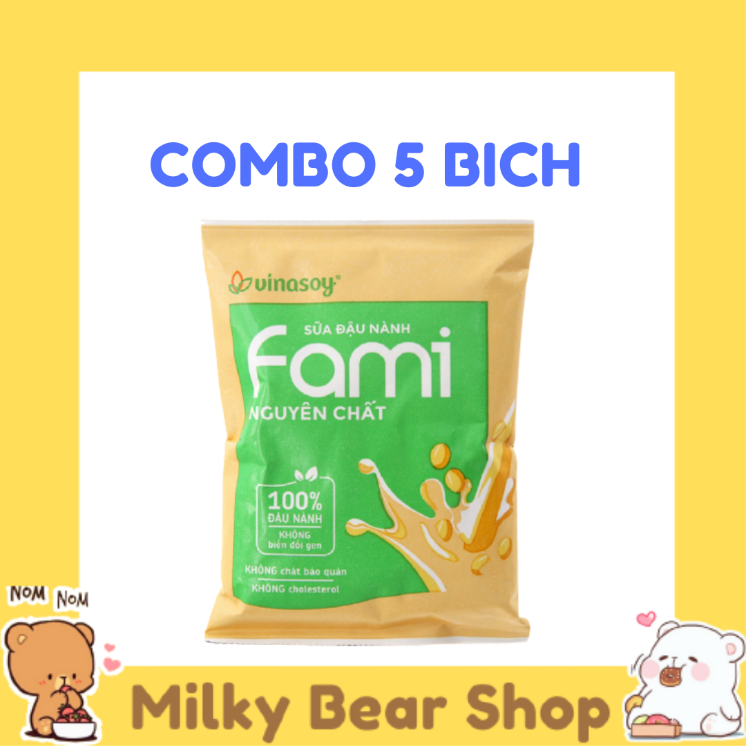 COMBO 5 BỊCH FAMI SỮA ĐẬU NÀNH NGUYÊN CHẤT BỊCH 200ML