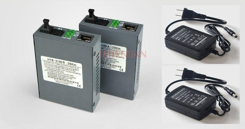 convert quang single mode 10/100Mbs HTB-3100AB ( 1 cặp AB-xám)