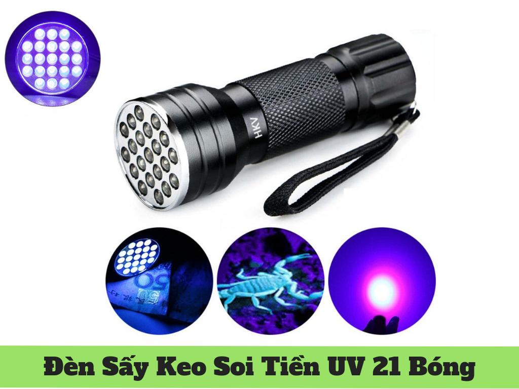 [HCM]Đèn Pin UV LED 21 Bóng Sấy Keo UV Soi Tiền