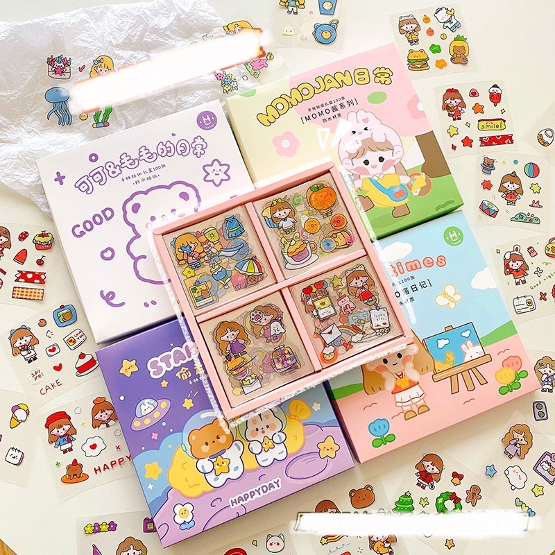 Miếng dán Stiker hoạt hình dễ thương đầy màu sắc