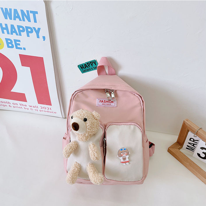 Balo mầm non cho bé đi học mẫu giáo vải dù chống thấm nước size 27cm