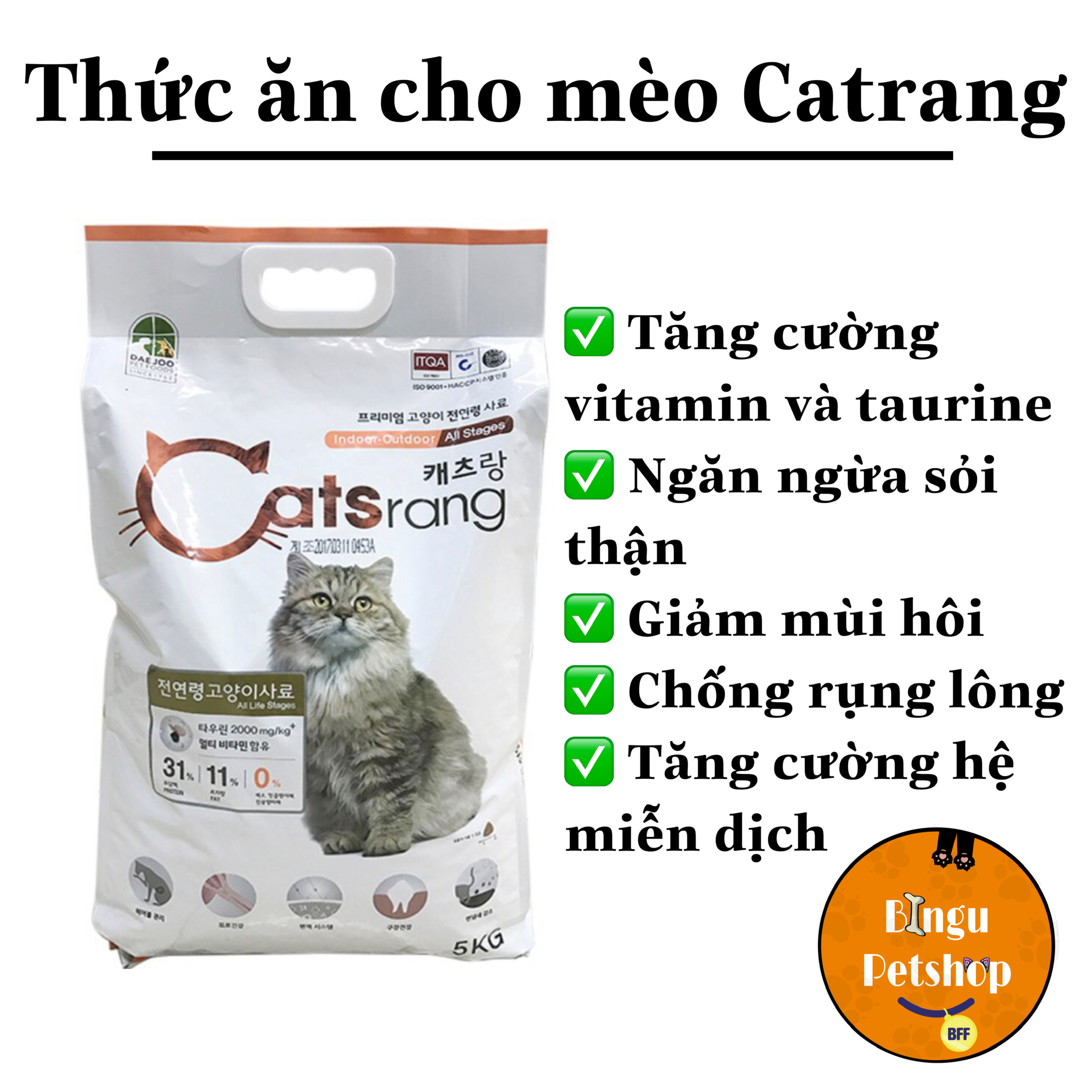 [TÚI 1 KG] Thức ăn hạt cho mèo mọi lứa tuổi 1kg & 500GR Catsrang