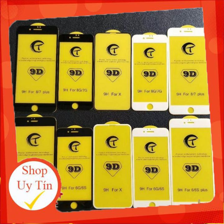 [HCM]Kính cường lực iphone 9D full màn cho Iphone 6/6s/6plus/7/7s/7plus/8/8plus/X/XsMax