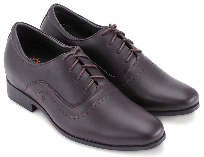 Giày tăng chiều cao da bò cột dây màu nâu TH7719