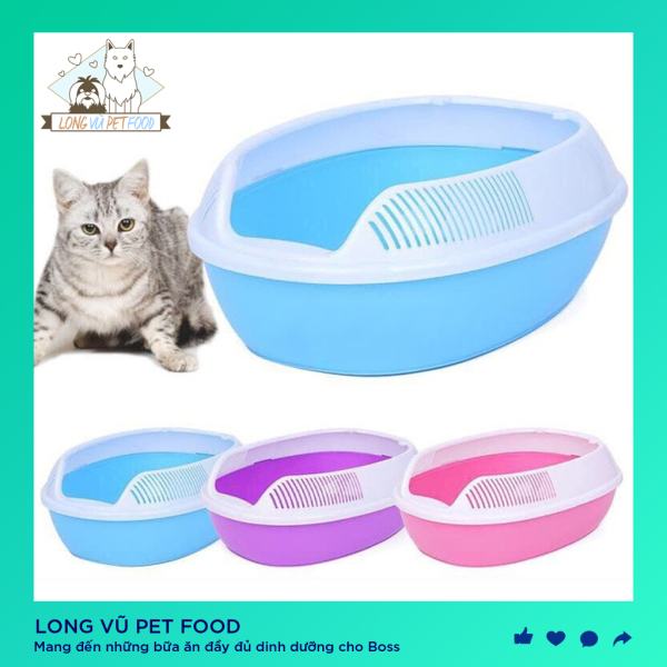 Chậu đi vệ sinh cho mèo kèm xẻng hình bầu dục - Khay vệ sinh cho mèo - Long Vũ Pet Food