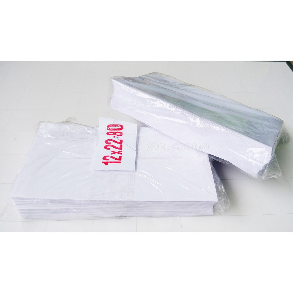 XẤP 100 BAO THƯ TRẮNG 12x22 cm