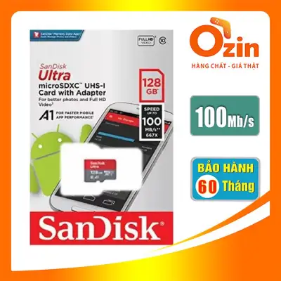 Thẻ nhớ micro SD sandisk Ultra A1 128GB SDXC class 10 100Mb/s