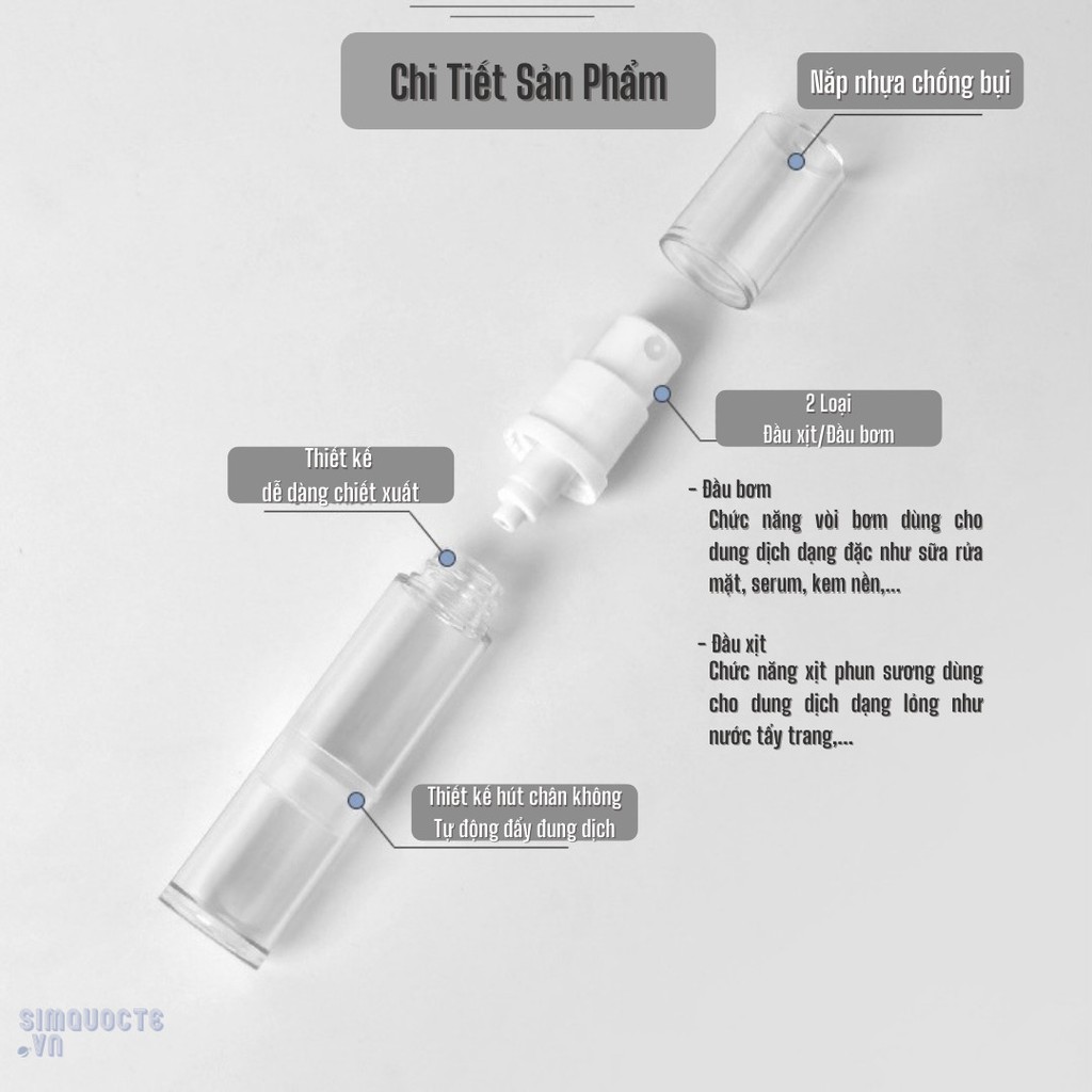 Lọ chiết mỹ phẩm serum lotion sữa rửa mặt hút chân không Minisize CCC40