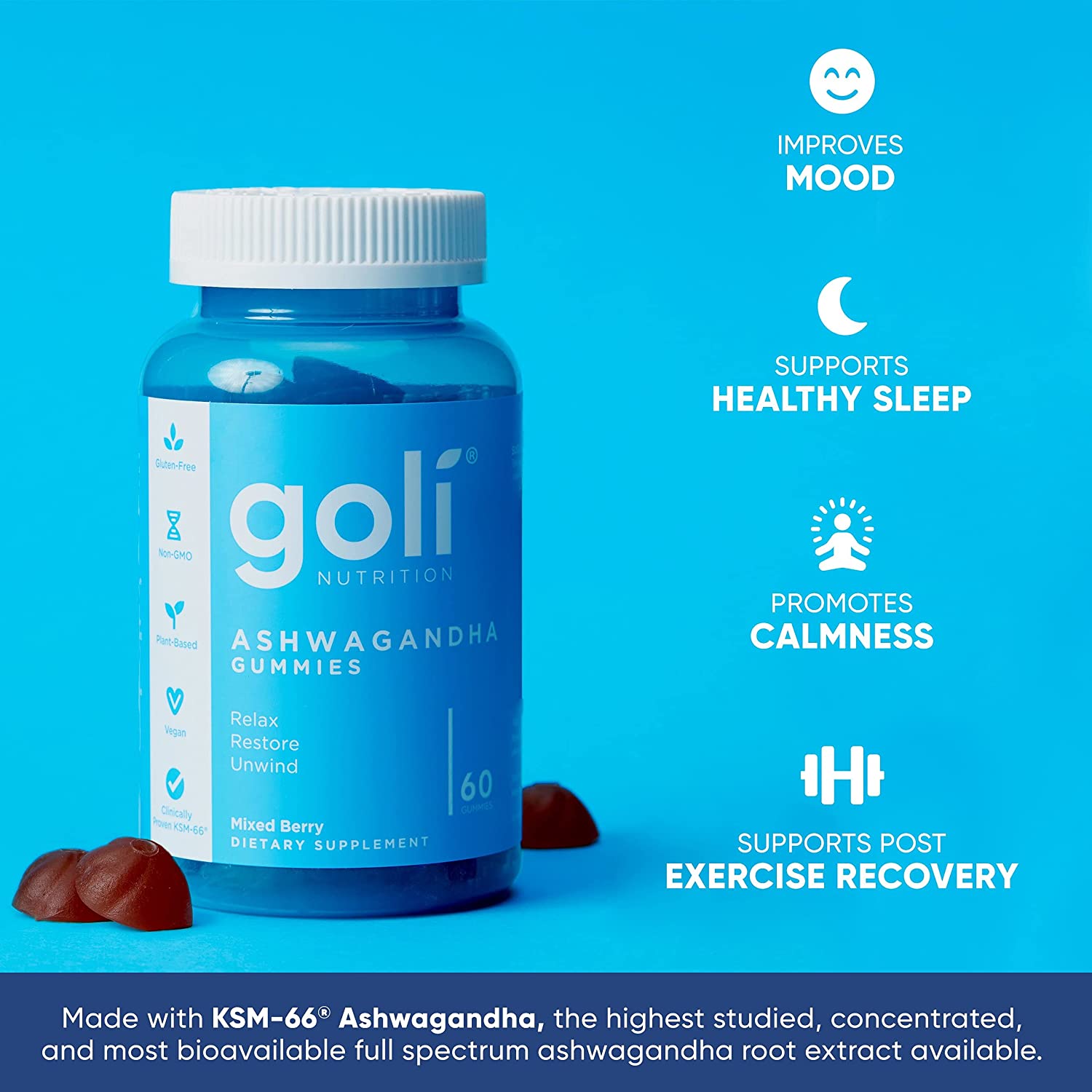 [HCM]Kẹo dẻo nhân sâm Goli Ashwagandha 60 Gummies