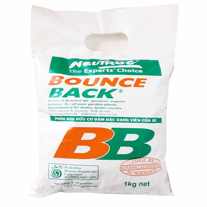 Túi 1Kg - Phân Hữu Cơ Đậm Đặc Cao Cấp Bounce Back - Nhập khẩu Úc - Dạng Viên Nén, tam chậm chuyên dùng cho trồng rau sạch, hoa lan, kiểng, hoa hồng VTNN Nông Điền Trang