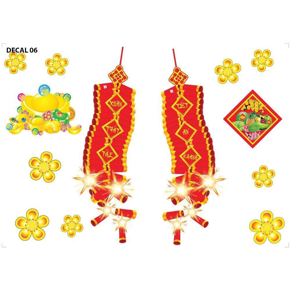 [HCM]Decal tết 4D nổi  2024 mai vàng khoe sắc
