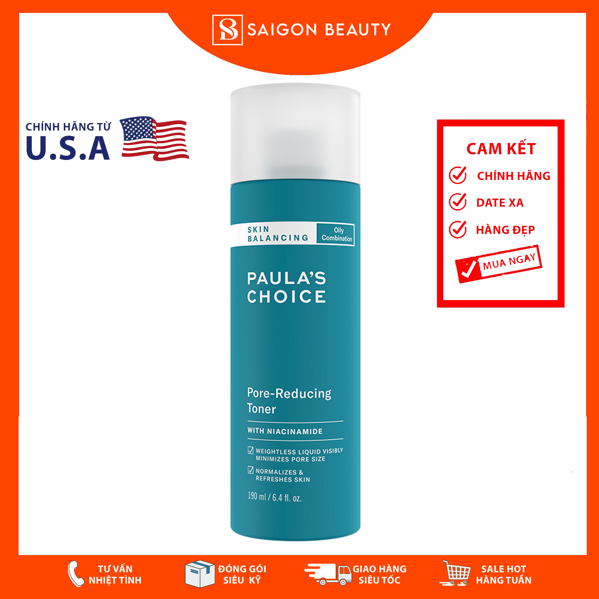 Nước cân bằng Paula's Choice Skin Balancing Pore-Reducing Toner 190mL