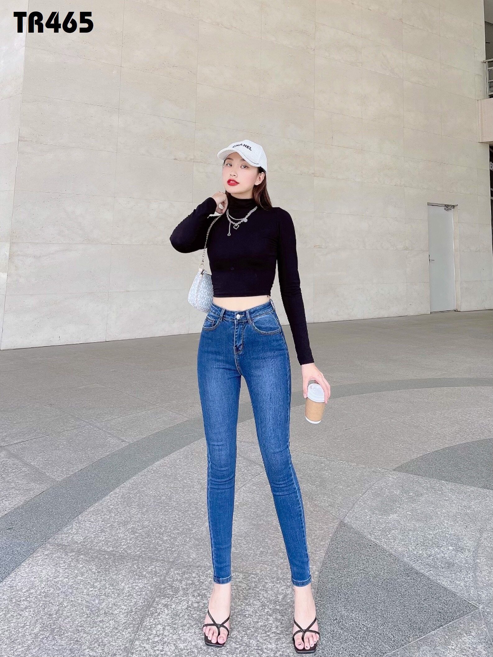 Quần Jeans Nữ Lưng Cao Vải Jeans Co Giãn