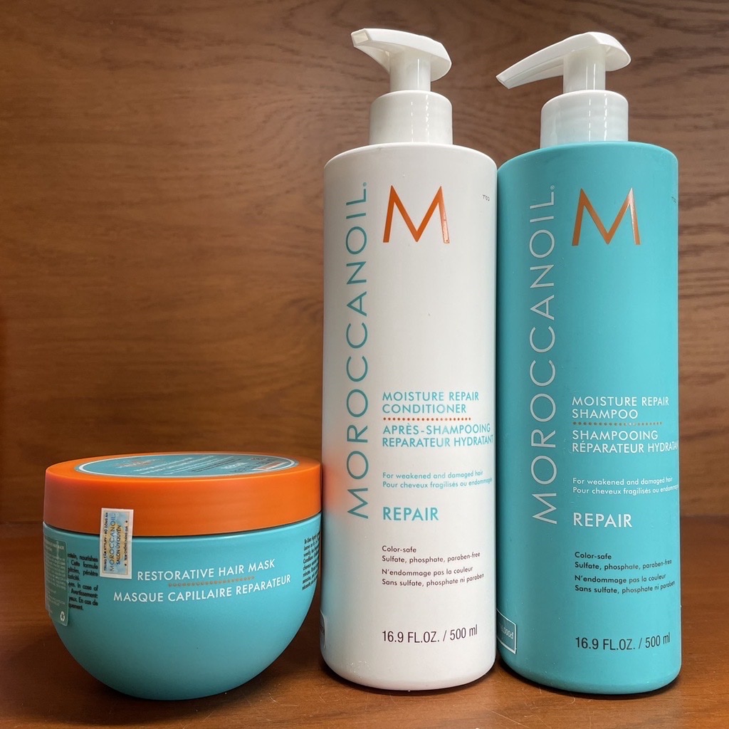Bộ dầu gội xả và hấp moroccanoil moisture repair phục hồi độ ẩm 500mlx2 + 250ml