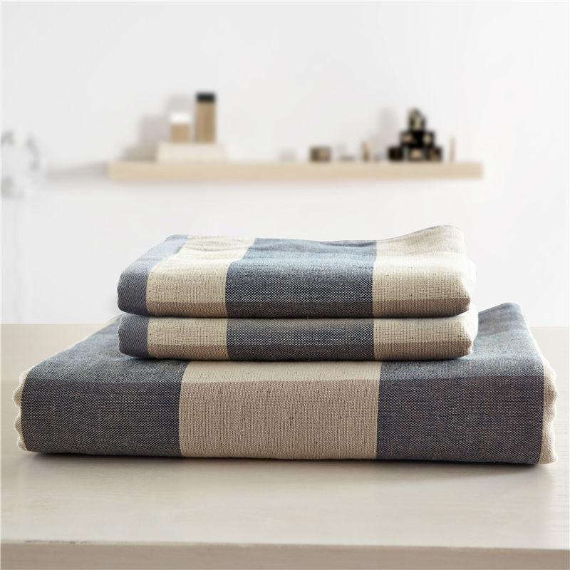 Phong Cách Nhật Bản 100% Cotton Ba Mảnh Khăn Mặt Hai Khăn Tắm Một Giản Lược 100% Cotton Vân Sọc Kẻ Sọc Lớn Bộ Khăn Combo