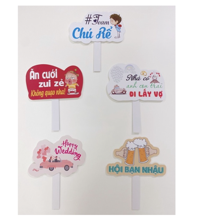 combo 5 hashtag check in đám cưới (có sẵn)