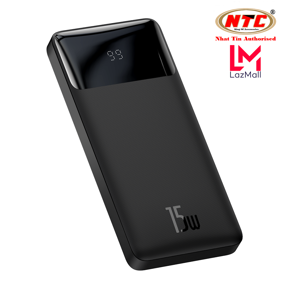 Pin dự phòng sạc Baseus Bipow 10000mAh sạc nhanh 15W, màn hình LCD (Đen) - Nhat Tin Authorised Store