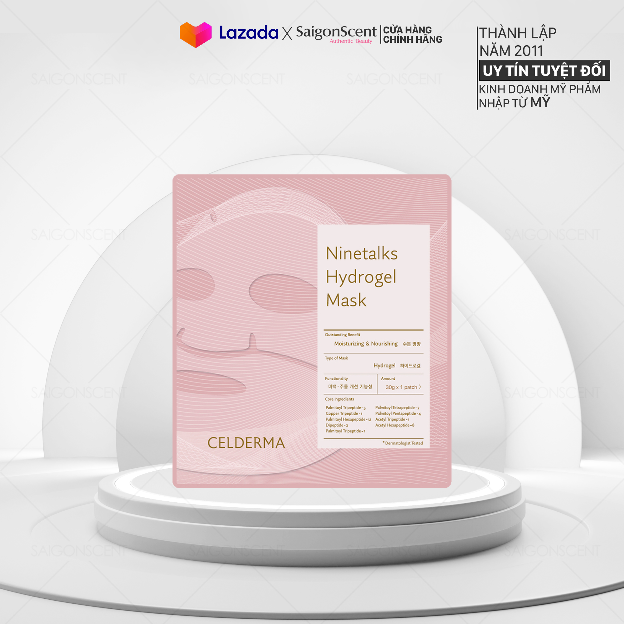 Mặt nạ trắng sáng da chỉ sau 1 đêm Celderma Ninetalks Hydrogel Mask 30g