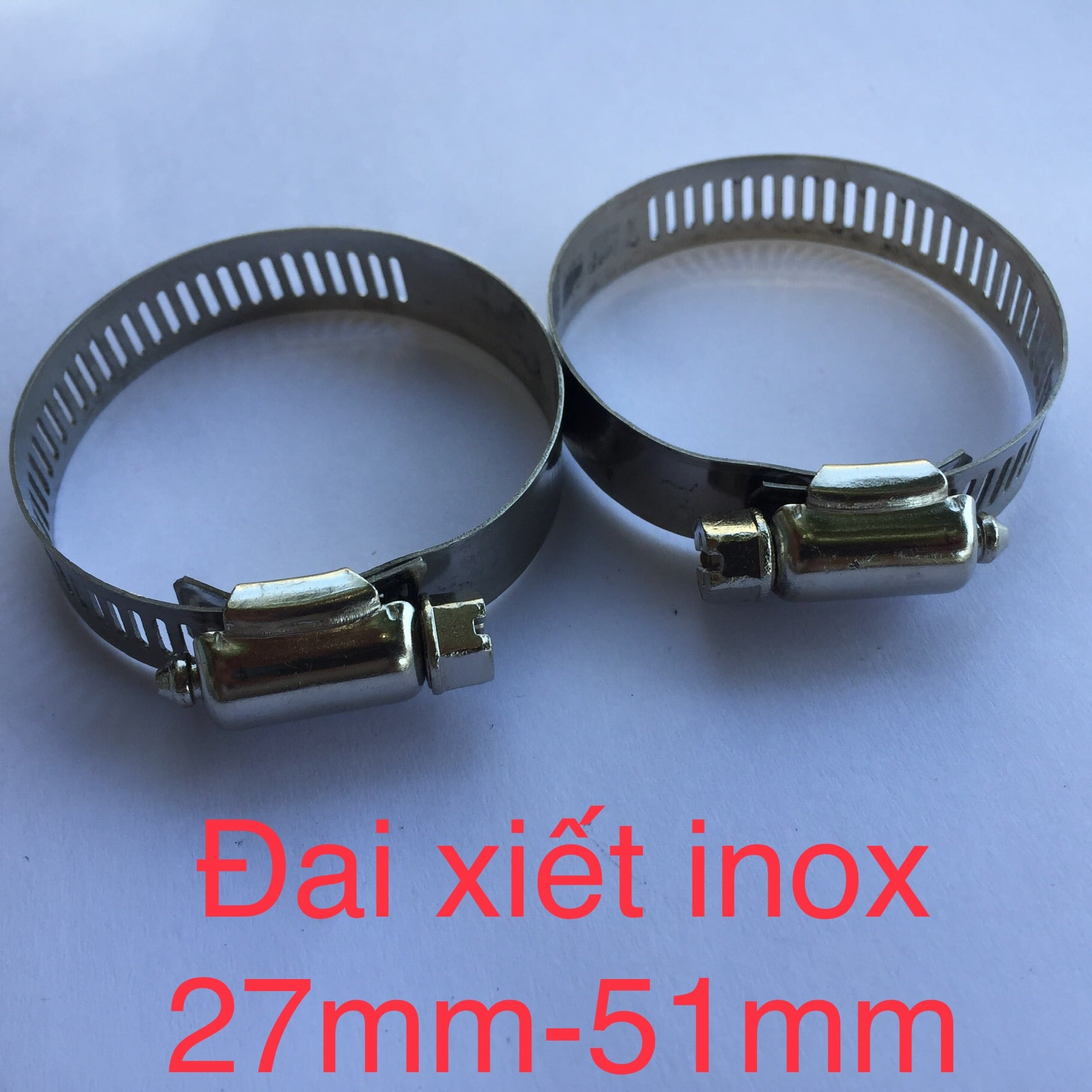 Combo 2 đai xiết inox- cổ dê- vòng đai xiết inox dùng xiết ống 27mm- 51mm