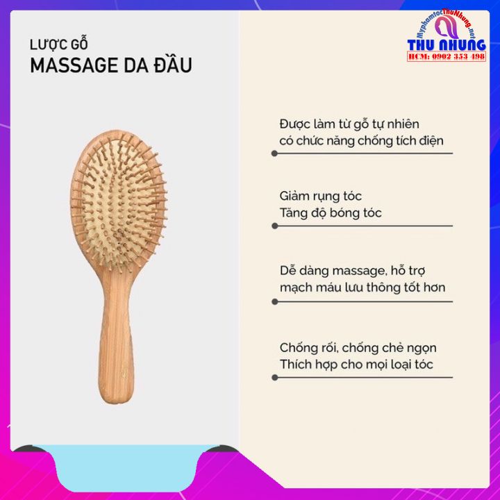 LƯỢC GỖ DAVINES CHẢI MASSAGE THƯ GIẢN DA ĐẦU GIẢM RỤNG TÓC