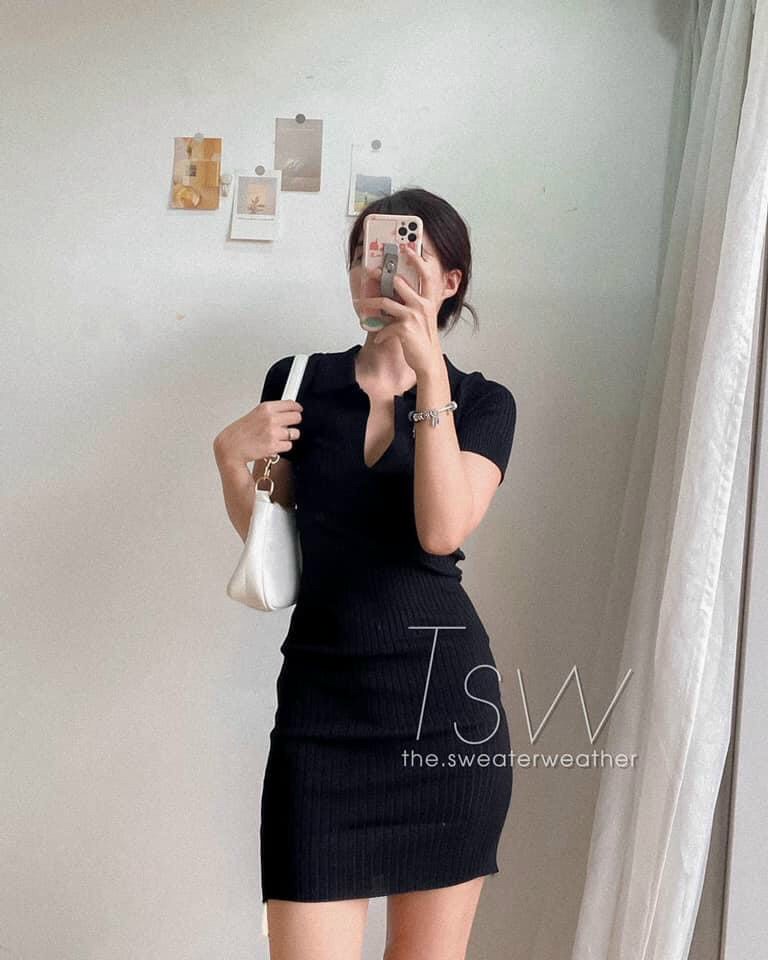 Đầm có cổ sẻ trơn đơn giản siêu xinh cho cô nàng cá tính
