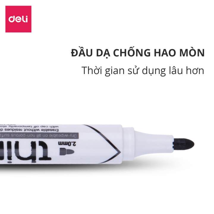 Bút dạ bảng DELI - Mực Đen/Xanh ngòi 1.2mm - 12 chiếc/hộp - EU00620/EU00630 - Hình ảnh 9