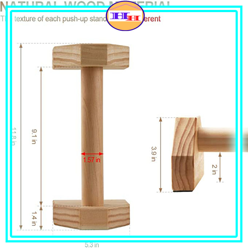 Parallettes bằng gỗ thông,Dụng cụ hít đất chống đẩy 1 cặp